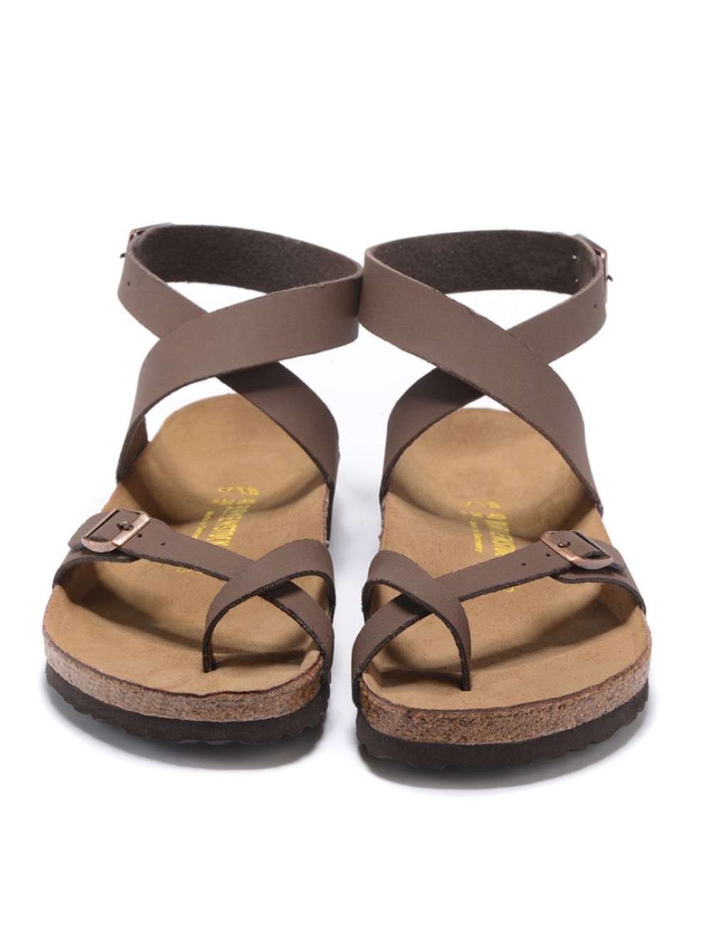 Birkenstocks Yara  Brown Leather Crisscross Ankle Strap Sandals - Women